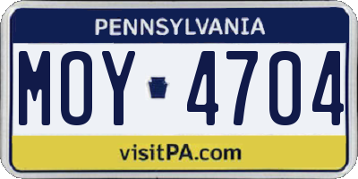PA license plate MOY4704