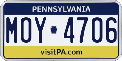 PA license plate MOY4706