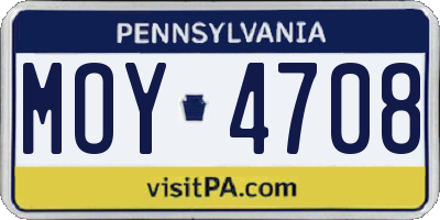 PA license plate MOY4708