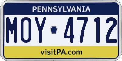 PA license plate MOY4712