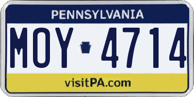 PA license plate MOY4714