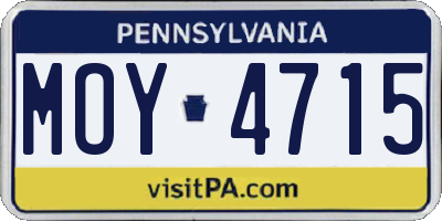 PA license plate MOY4715