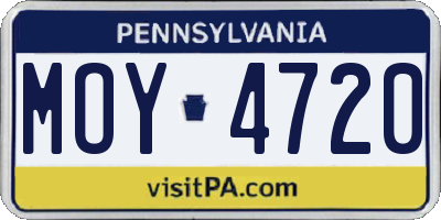 PA license plate MOY4720
