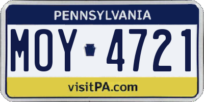 PA license plate MOY4721