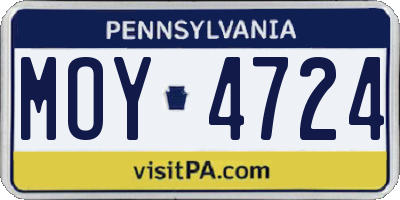 PA license plate MOY4724