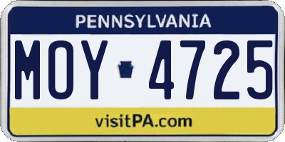 PA license plate MOY4725