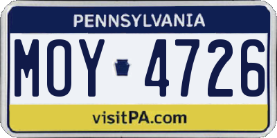 PA license plate MOY4726