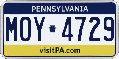 PA license plate MOY4729