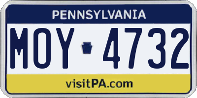 PA license plate MOY4732