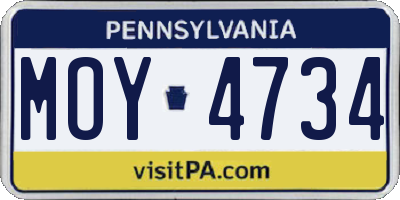 PA license plate MOY4734