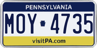 PA license plate MOY4735