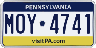 PA license plate MOY4741