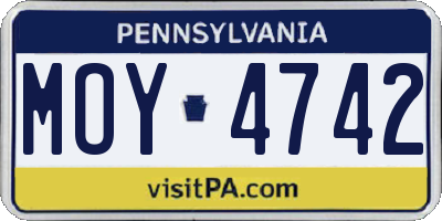 PA license plate MOY4742