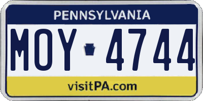 PA license plate MOY4744