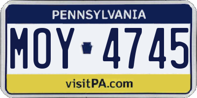 PA license plate MOY4745