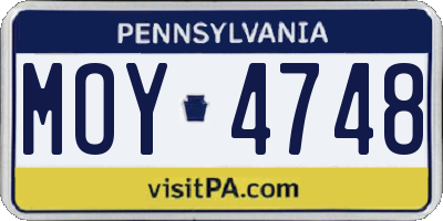 PA license plate MOY4748
