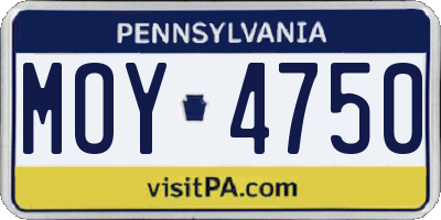 PA license plate MOY4750