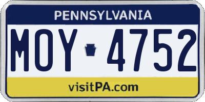 PA license plate MOY4752