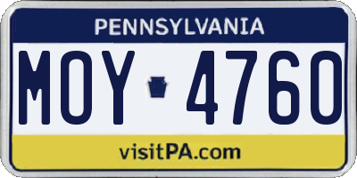 PA license plate MOY4760