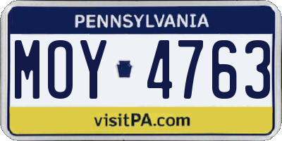 PA license plate MOY4763