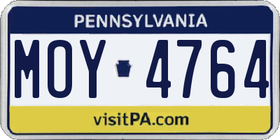 PA license plate MOY4764