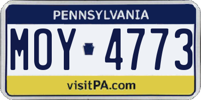 PA license plate MOY4773