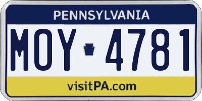 PA license plate MOY4781
