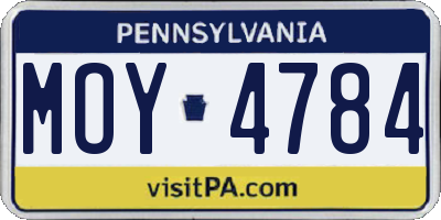PA license plate MOY4784