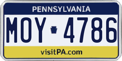 PA license plate MOY4786