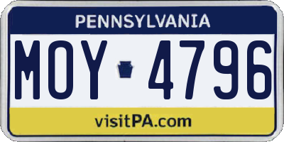 PA license plate MOY4796