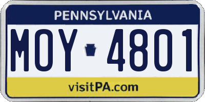 PA license plate MOY4801