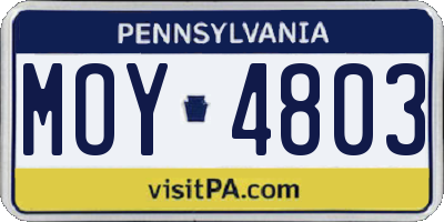 PA license plate MOY4803