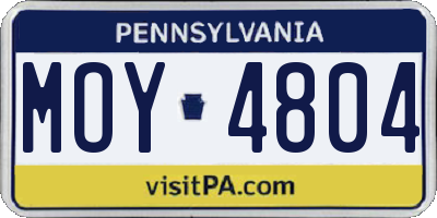 PA license plate MOY4804