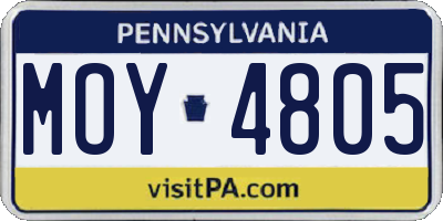 PA license plate MOY4805
