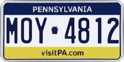 PA license plate MOY4812