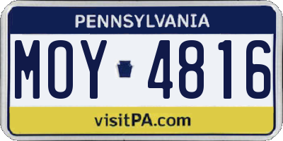 PA license plate MOY4816