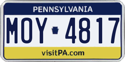 PA license plate MOY4817