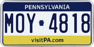 PA license plate MOY4818