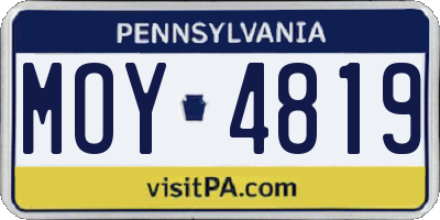 PA license plate MOY4819