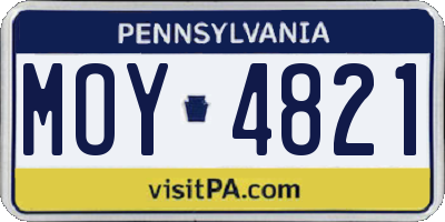 PA license plate MOY4821
