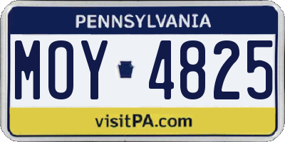 PA license plate MOY4825