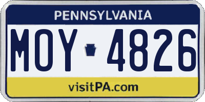 PA license plate MOY4826