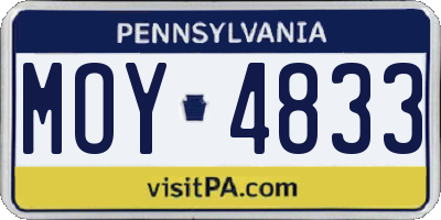 PA license plate MOY4833