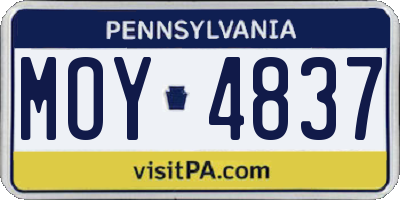 PA license plate MOY4837