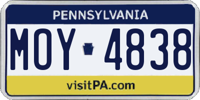 PA license plate MOY4838