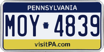 PA license plate MOY4839