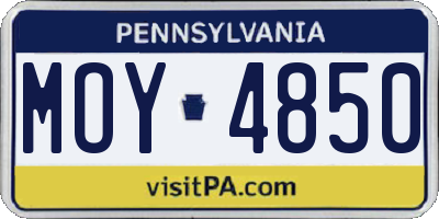 PA license plate MOY4850