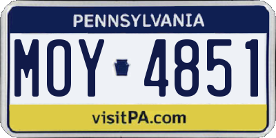 PA license plate MOY4851