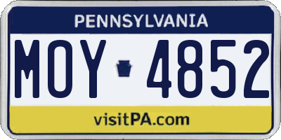 PA license plate MOY4852