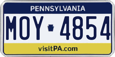 PA license plate MOY4854